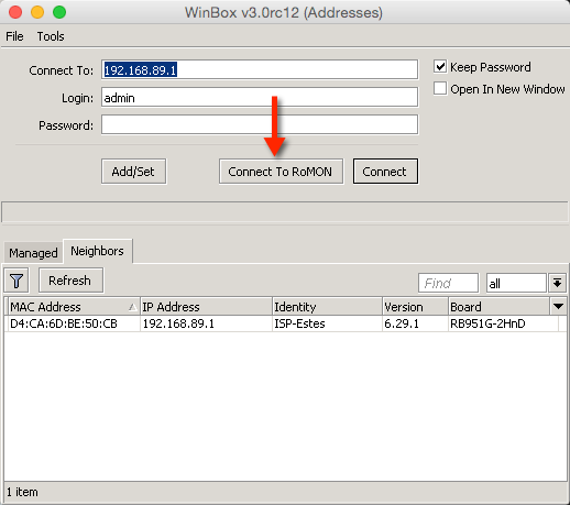 mikrotik routeros default username and password